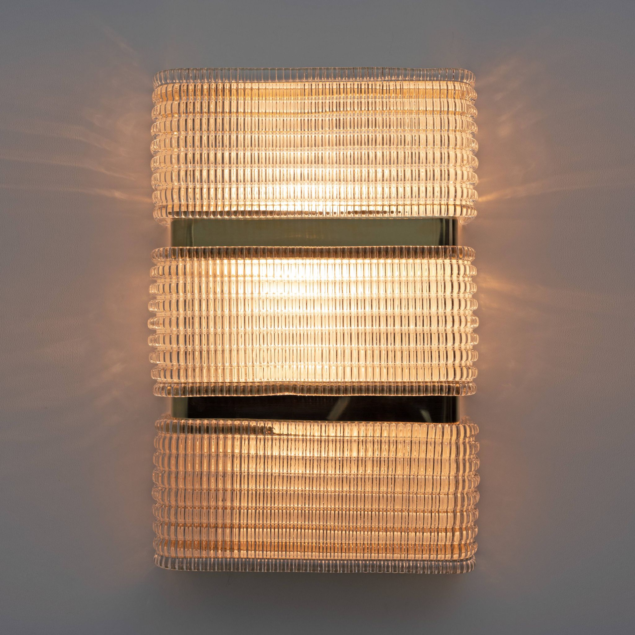 Pair of Modern Italian Murano Glass and Brass Sconces