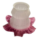 Antique tulip lampshade in transparent glass with a red rim.