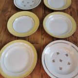 Vintage mismatched yellow and gold soup plates