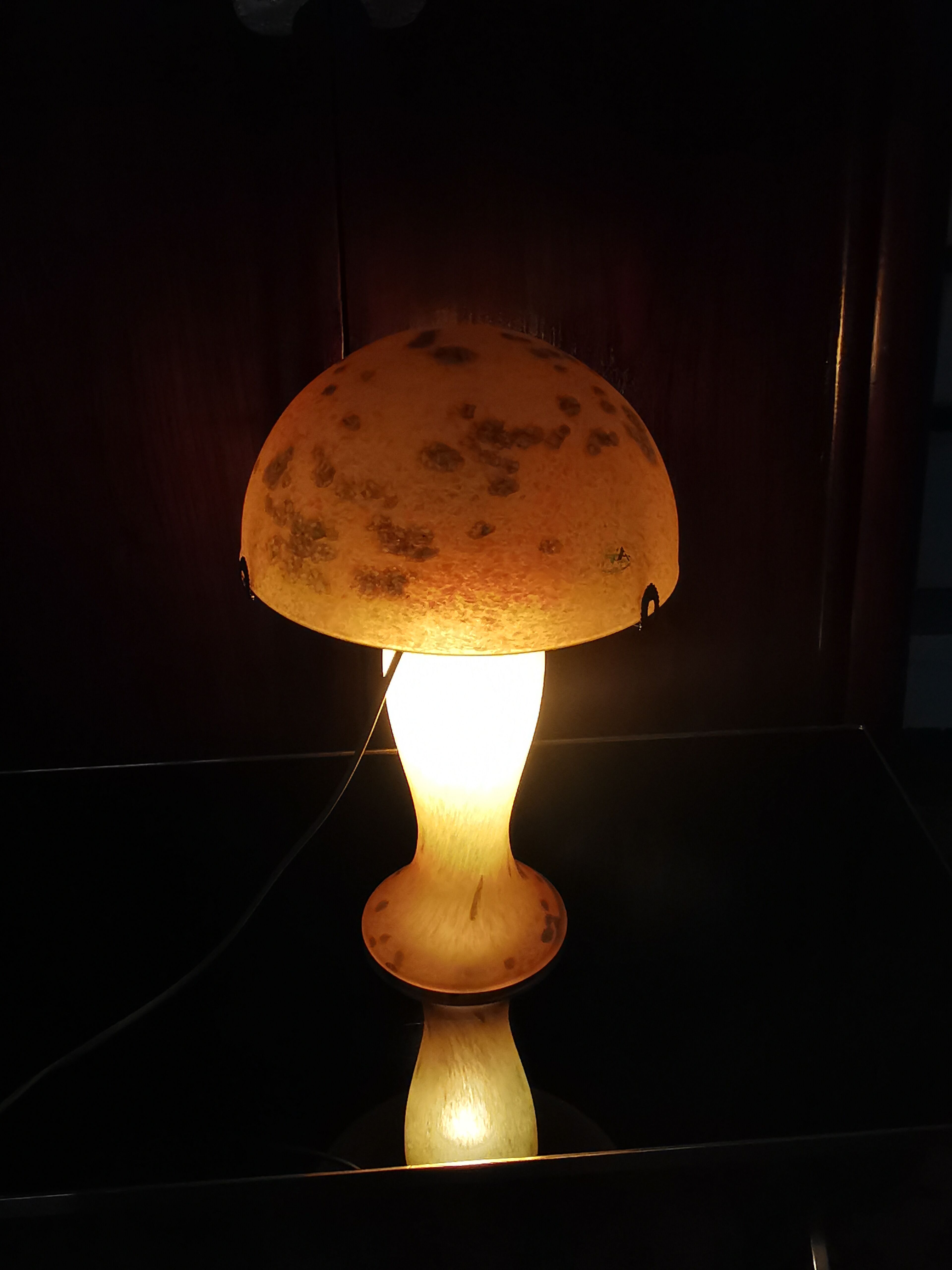 Lamp mushroom blown glass mouth
