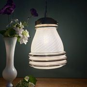 Suspension globe antique Art Deco in frosted white and gold glass.