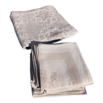 Ensemble nappe & 18 serviettes vintage 138x280