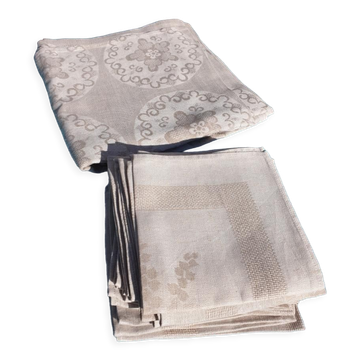Ensemble nappe & 18 serviettes vintage 138x280