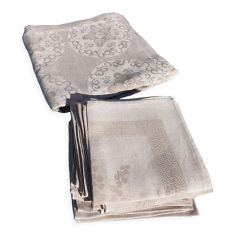 Set tablecloth & 18 vintage towels 138x280