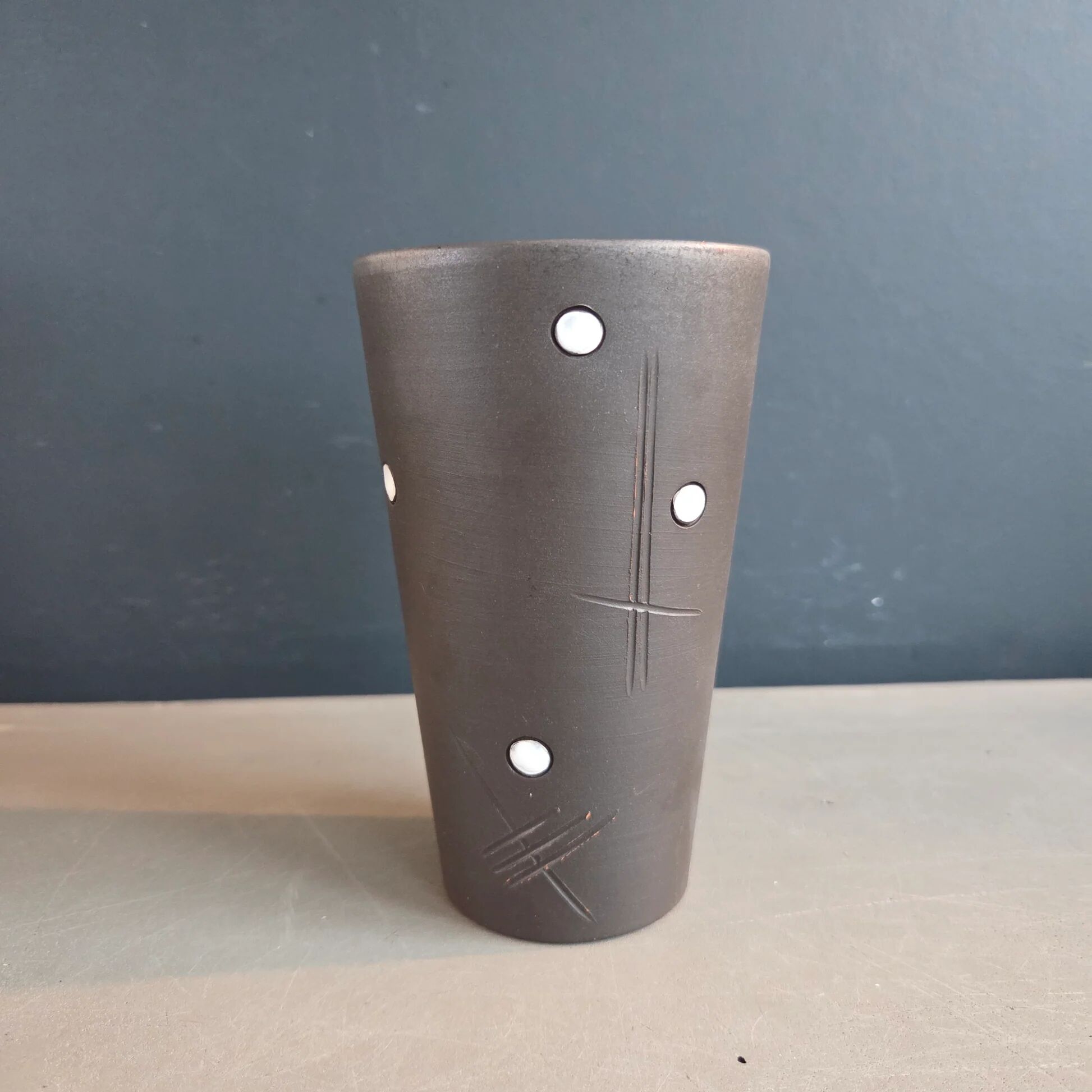 Matte brown handmade ceramic cup