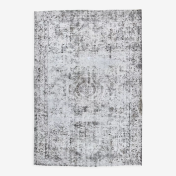 6x9 faded gray vintage rug 186x 269cm