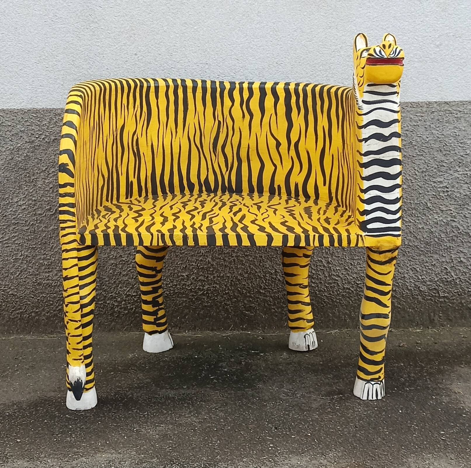 “Tiger” look wooden armchair