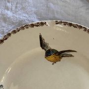 Set of 3 flat plates in polychrome ironstone E. Bourgeois