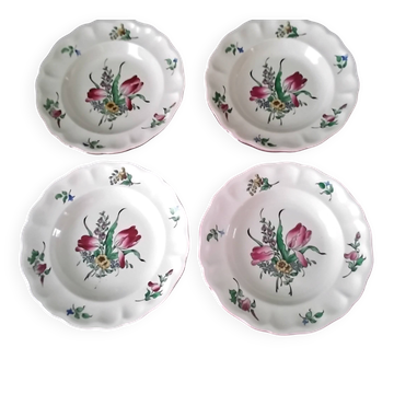 4 deep plates half porcelain from Lunéville KG Model "Réverbère"