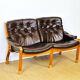 Scandinavian leather and teak bench from the 1960s.