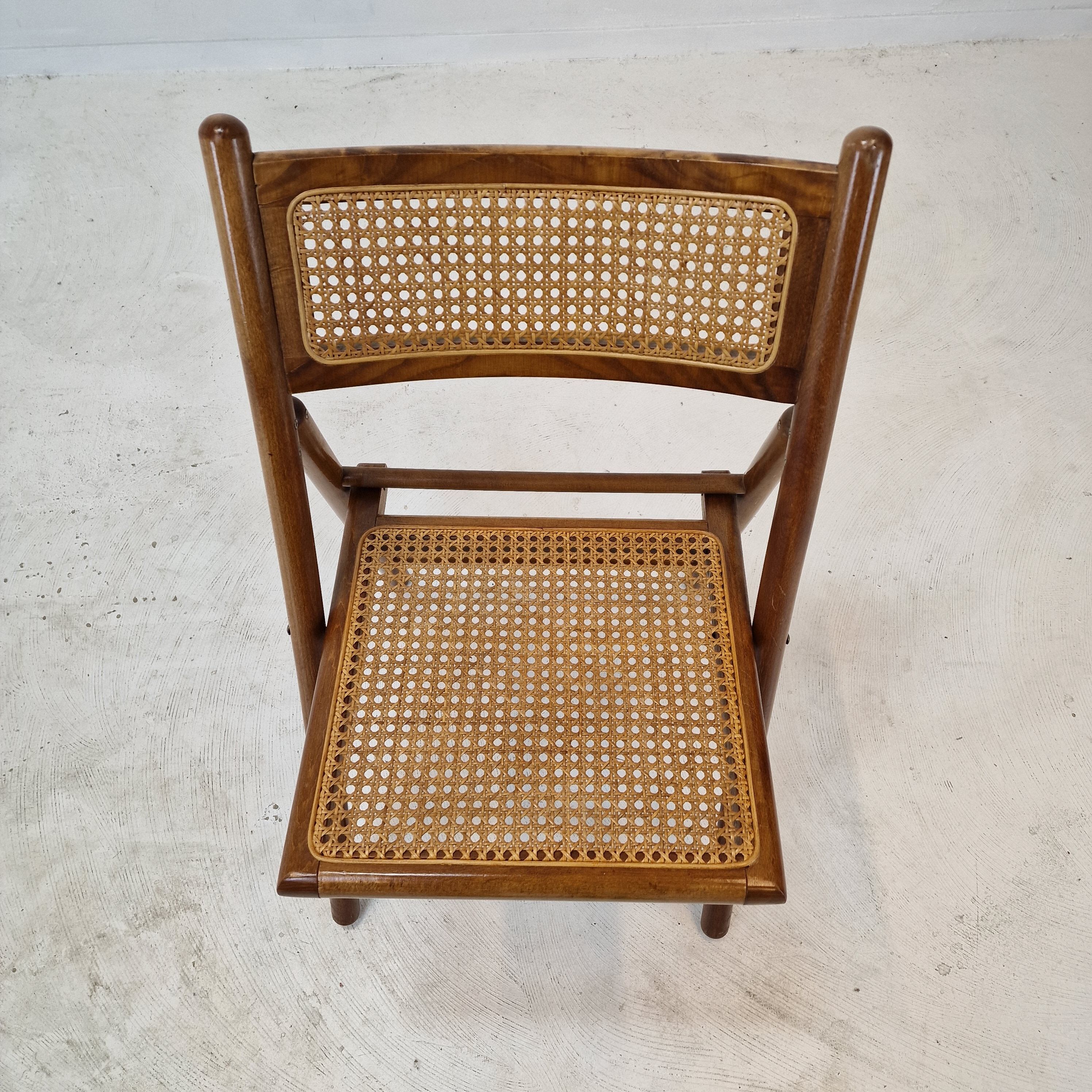 Ensemble de 2 chaises pliantes italiennes en osier, années 1980