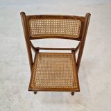 Set of 2 Italian Folding Chairs with Wicker, 1980's