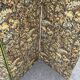 Grand paravent ancien trois panneaux tissu floral 200 cm