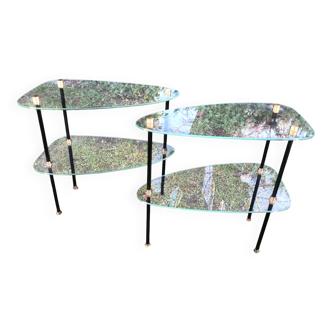 2 side tables or end tables in glass and Bakelite from the 1960s.