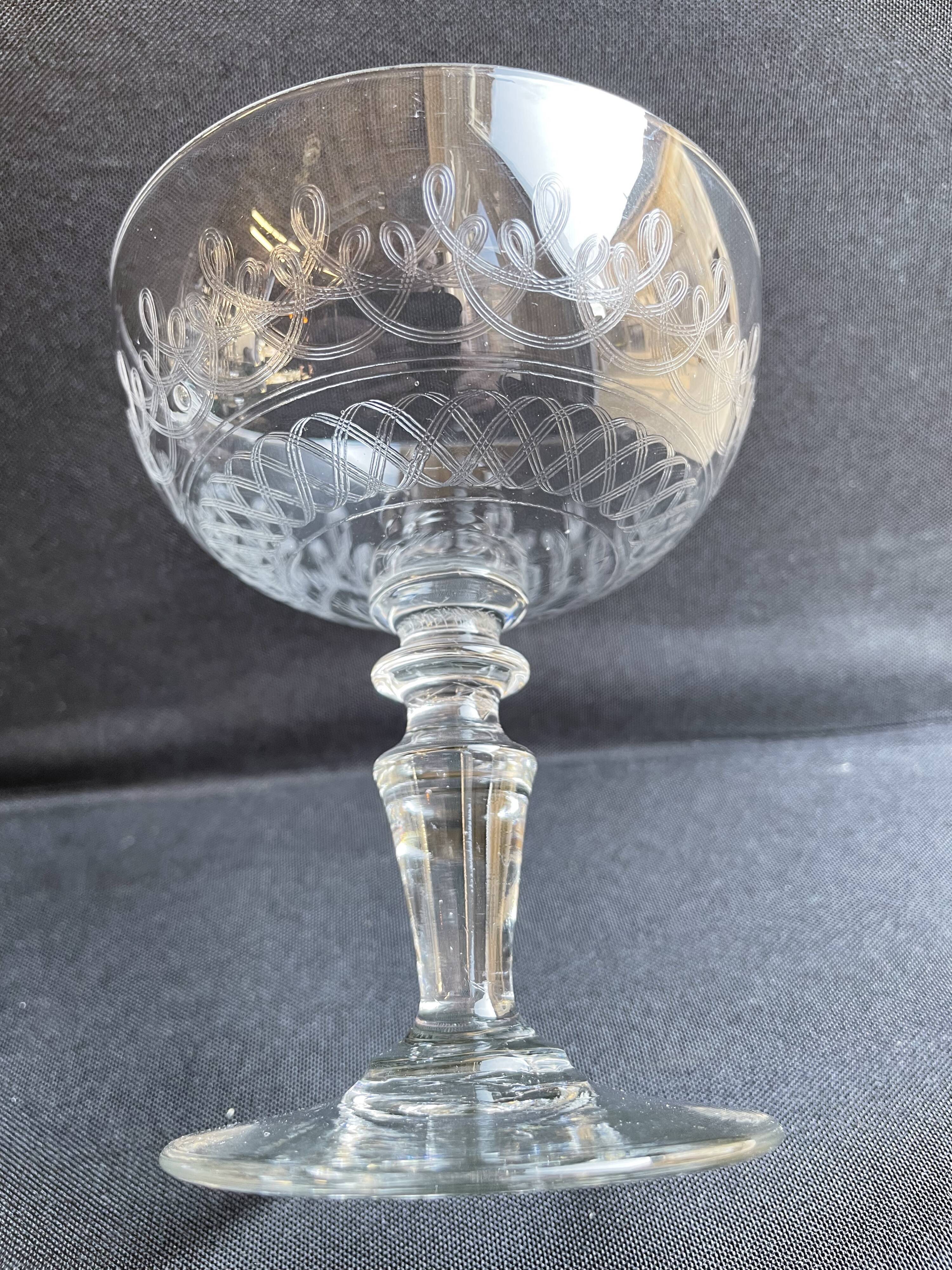 Champagne cups, art nouveau, 1/2 cristal soufflé et taillé