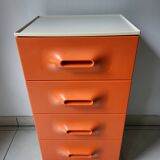 Meuble chiffonnier 4 tiroirs Flair  orange Français 1970 Vintage