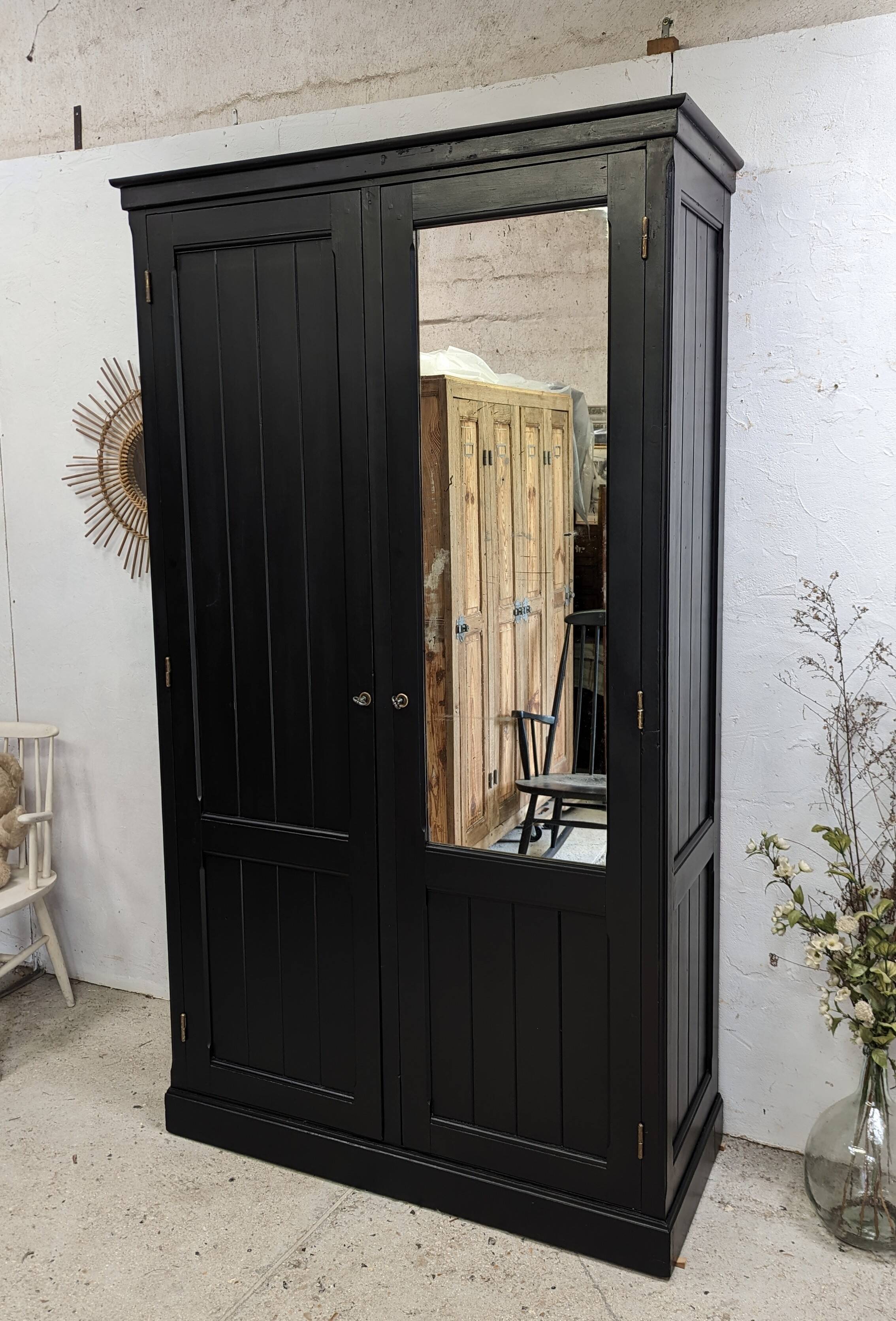Wardrobe, old wardrobe painted black