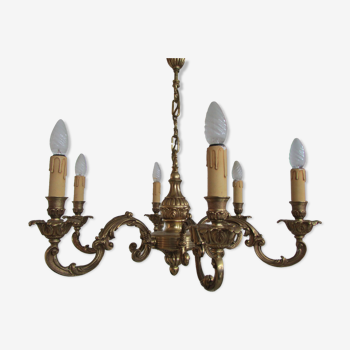 Bronze chandelier 6 burners, Louis XV style