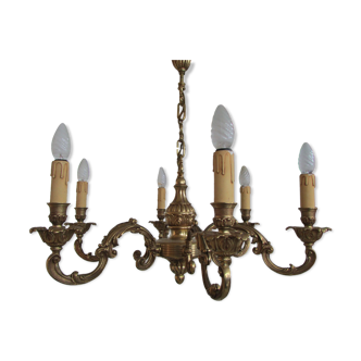 Bronze chandelier 6 burners, Louis XV style