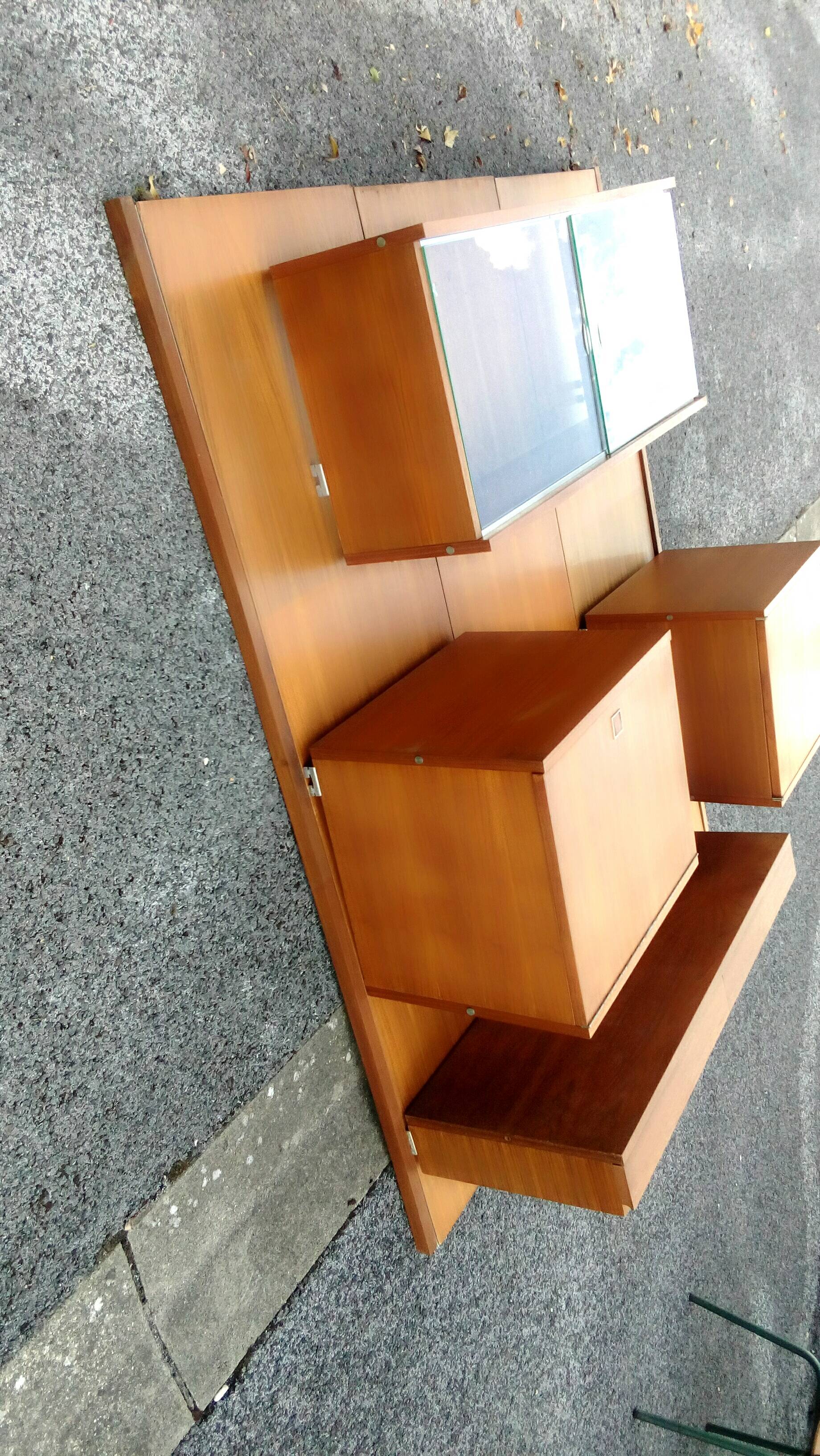 Teak wall bookcase
