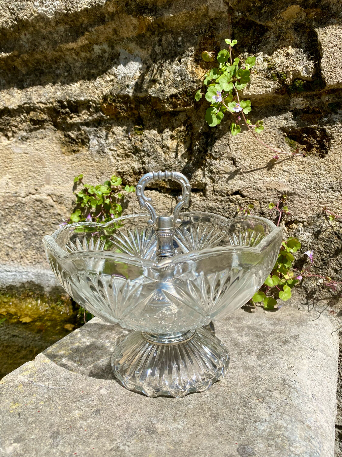 Vintage chiseled glass cup