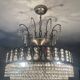 Cascading chandelier with crystal and silvered bronze pendants