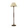 Danish floor lamp with wood and metal base, botanical fabric shade, 1960s