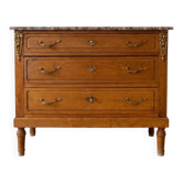 Antique wooden commode with marble and brass.