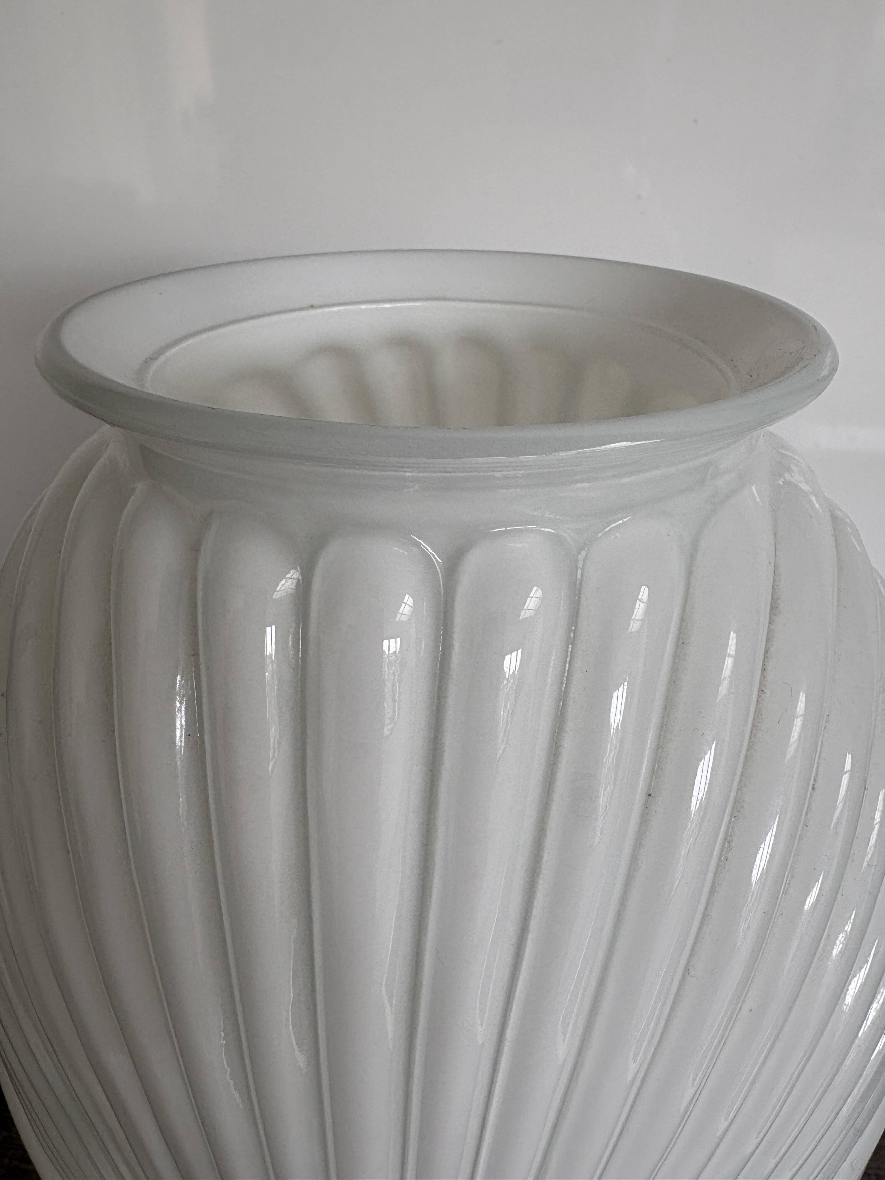 Vintage large pressed white glass vase