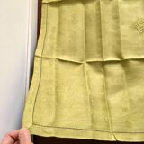 Old embroidered green square table napkin with cutwork