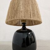 Vintage lamp in enamelled stoneware and jute rope