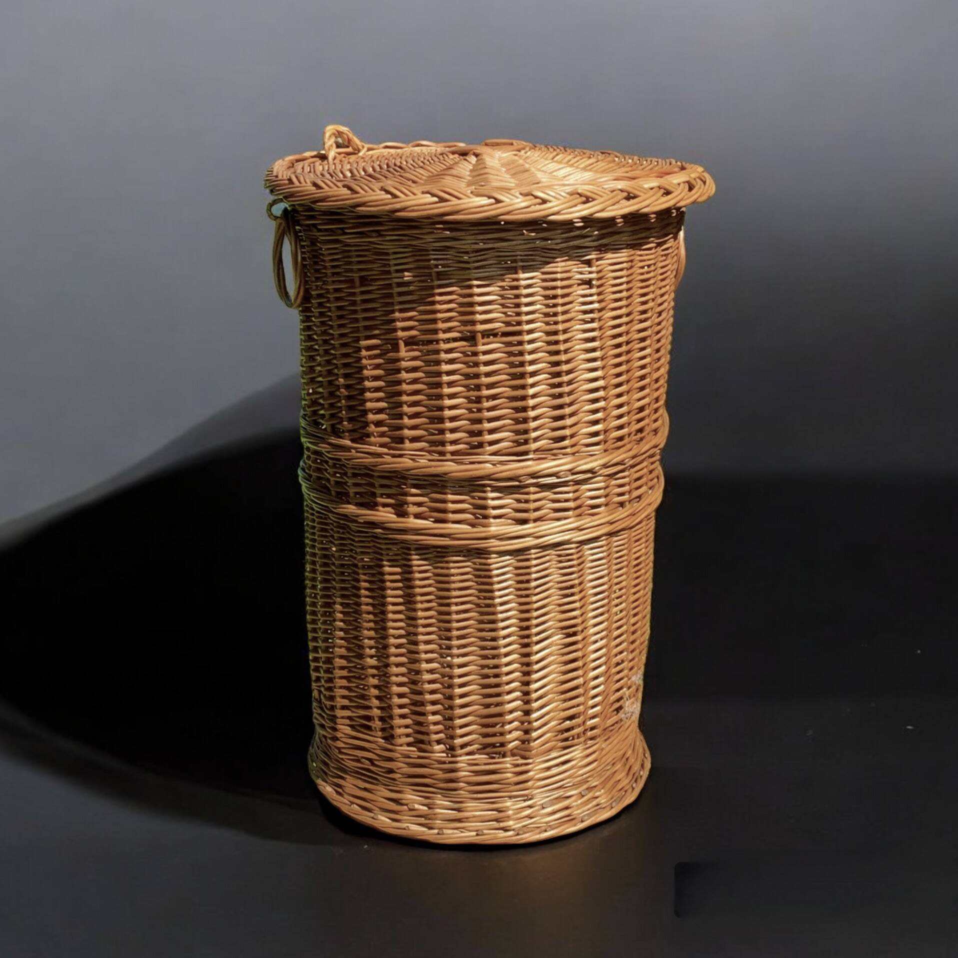 Vintage wicker laundry basket