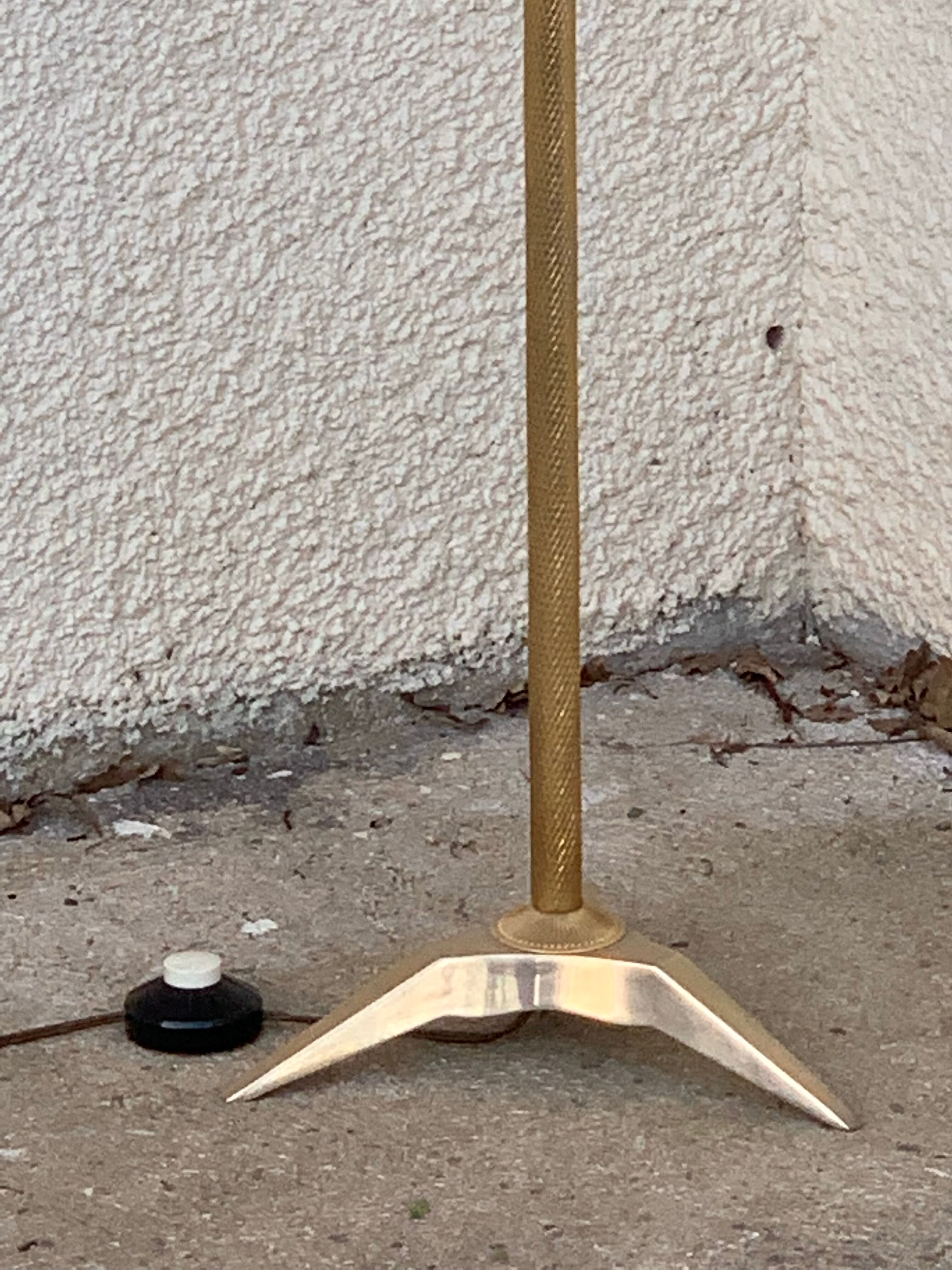 Vintage brass floor lamp in scale and opaline 1950