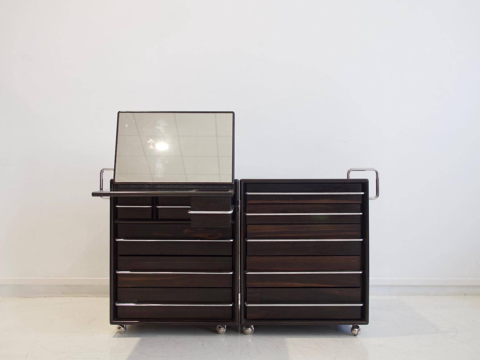 Commode en bois et acier, Fabio Lenci pour Bernini