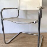 Matteo Grassi style faux leather and chrome armchair