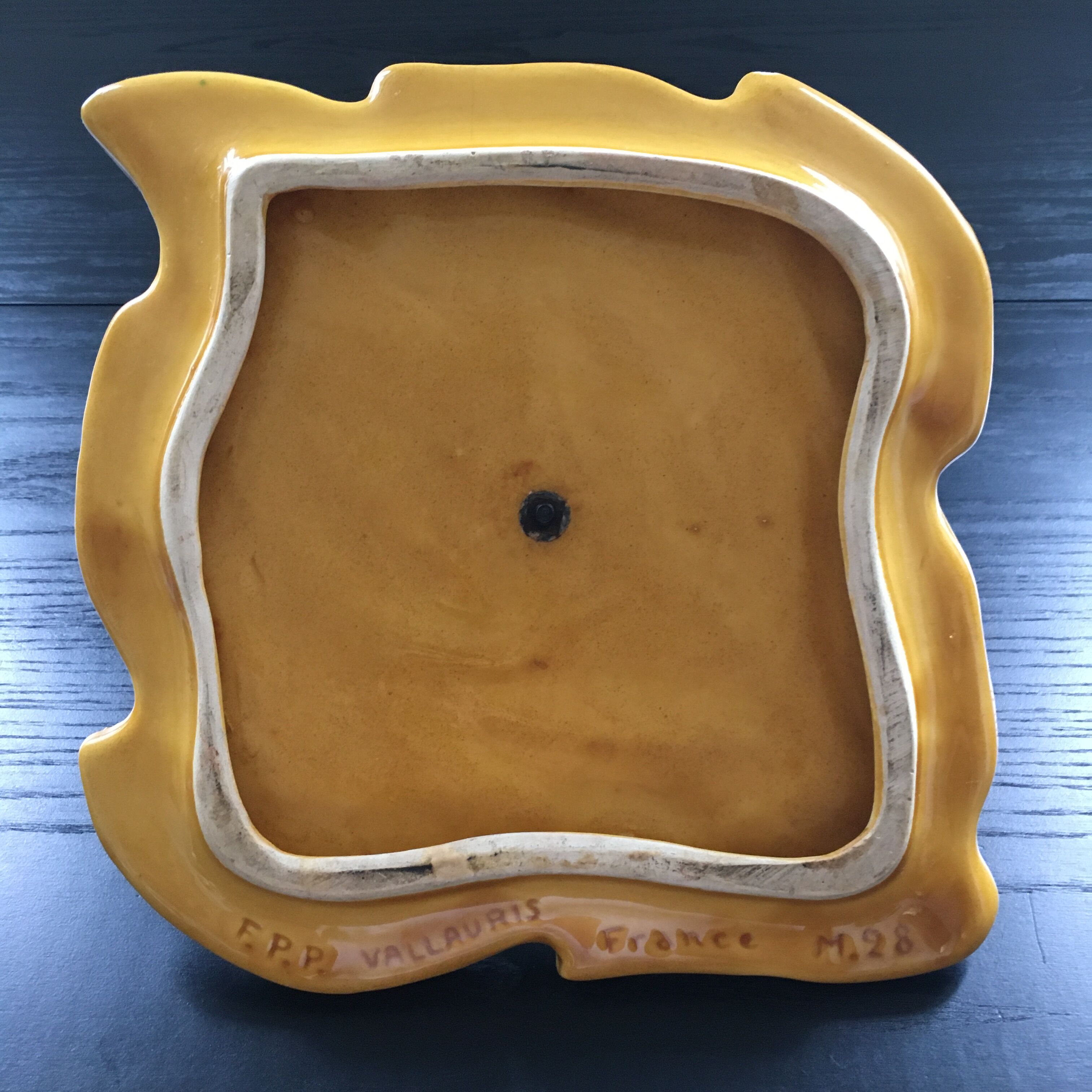 Dish signed Vallauris barbotine