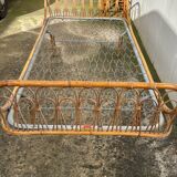 Vintage rattan bed 90x190cm