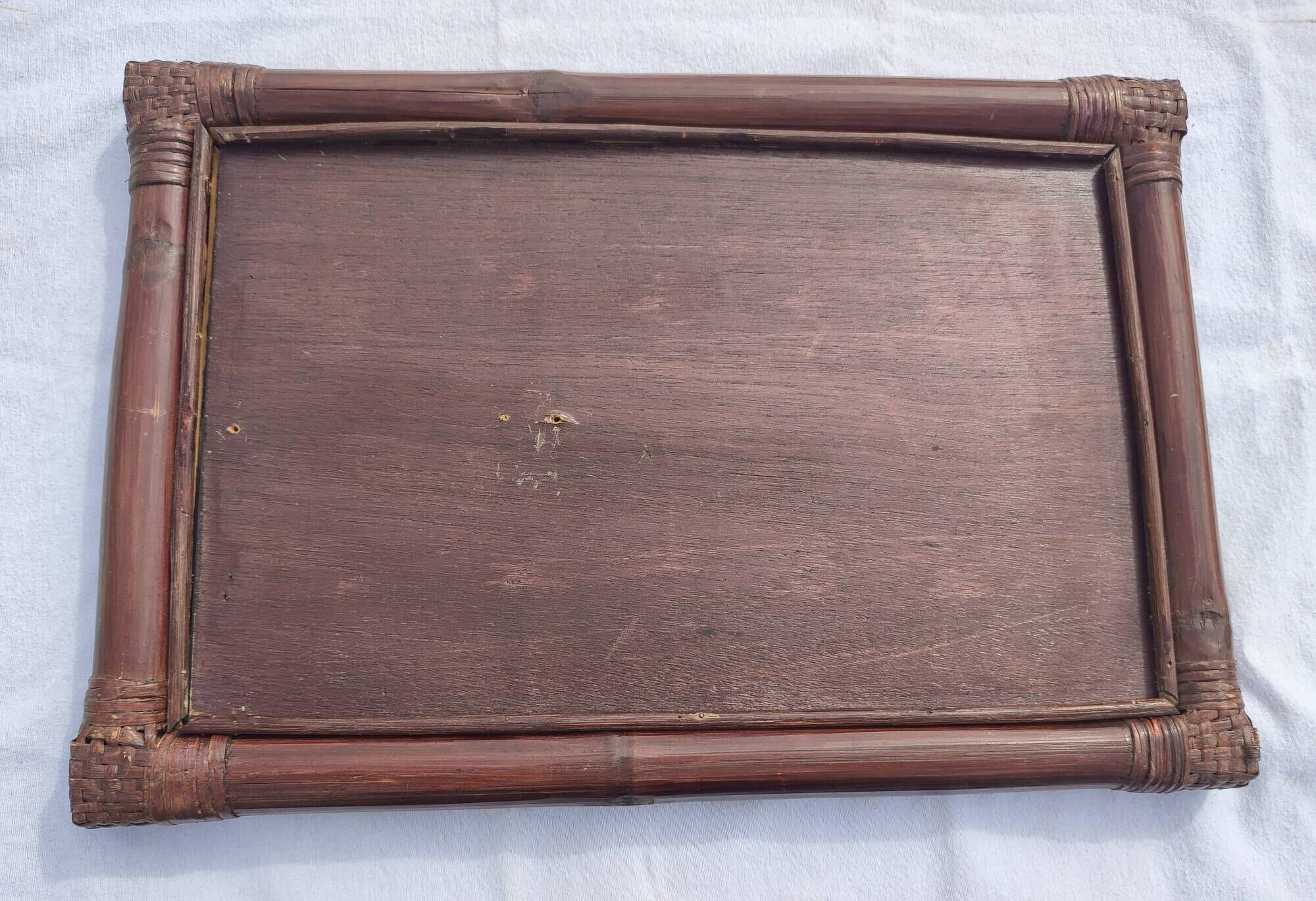 Vintage rectangular mirror in bamboo and rattan from the 60s/70s.