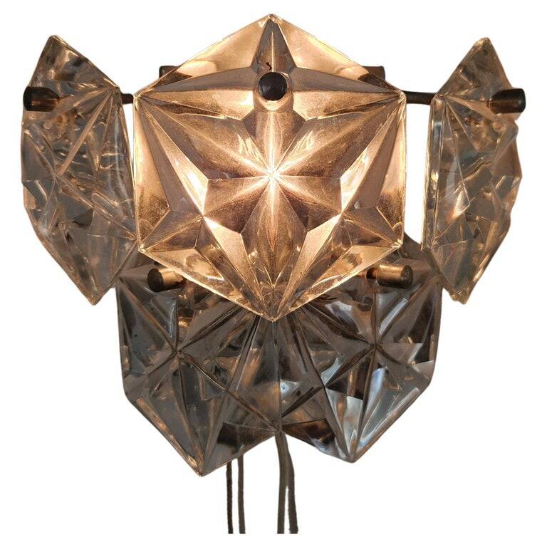 Rare Midcentury Glass Wall Lamp in Style of Kinkeldey, 1960s.