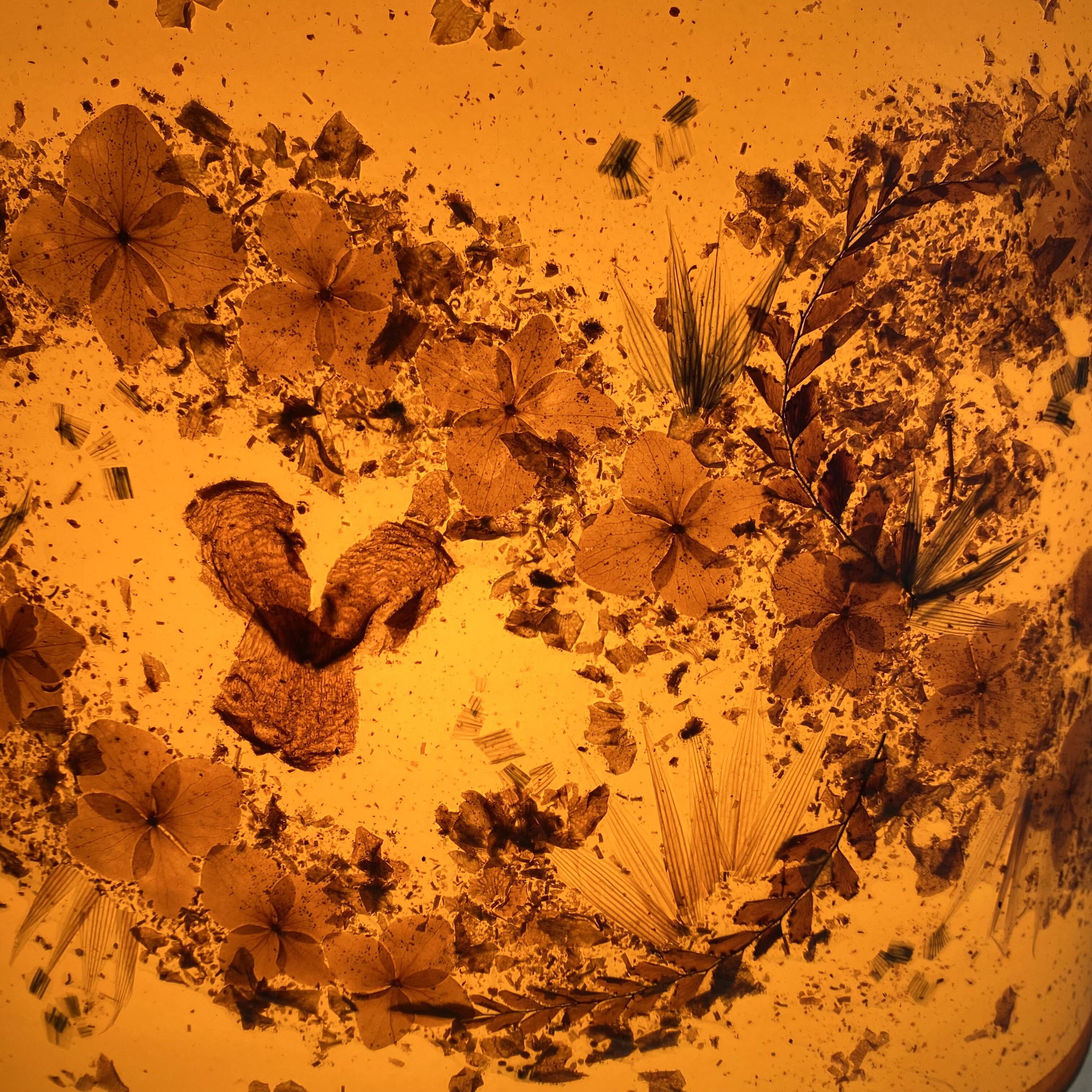 Lampe en céramique et fleurs naturelles, années 70