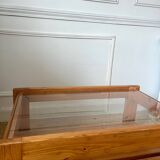 Vintage pine and glass coffee table