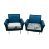 Duo of vintage blue armchairs