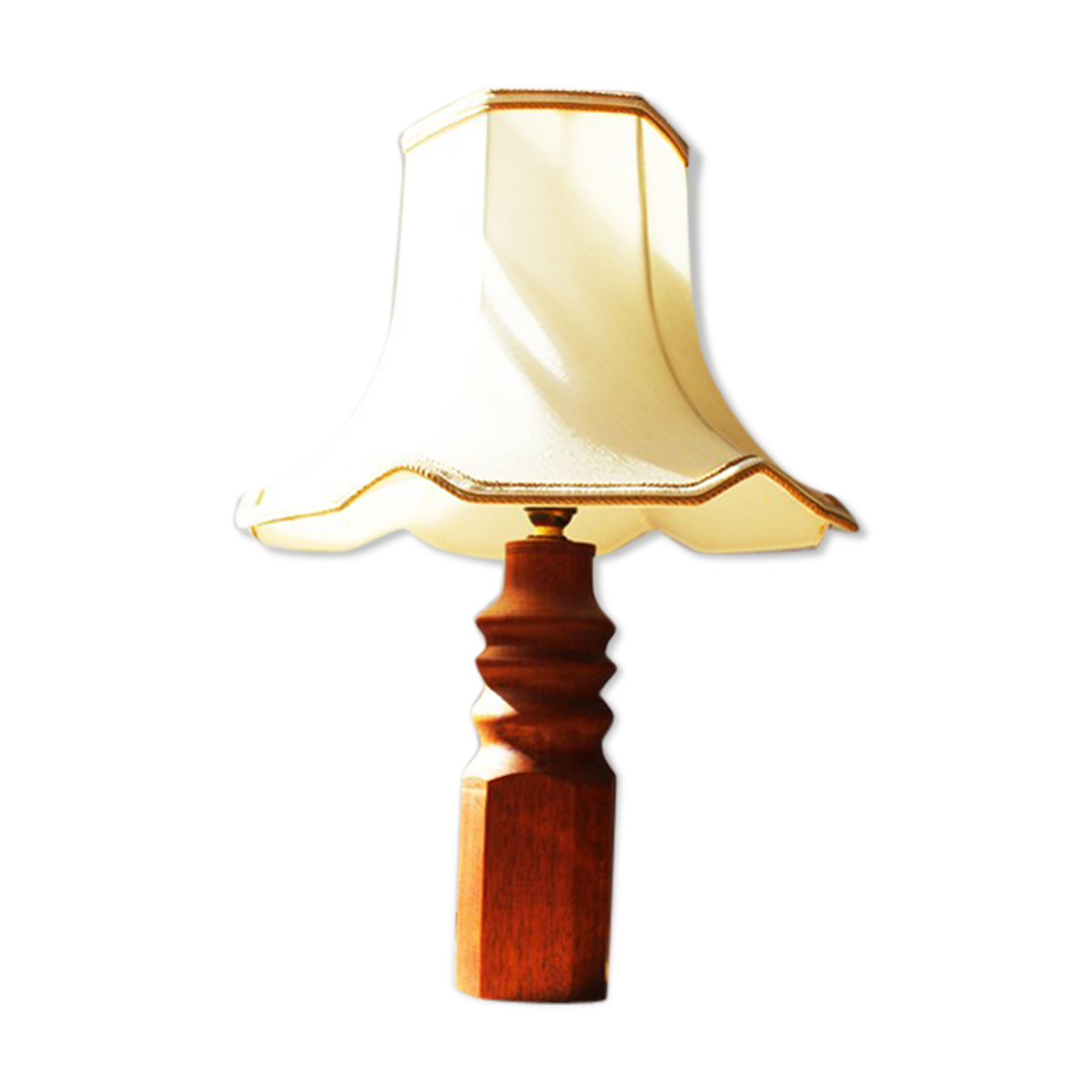 Danish turned wood lamp 1970