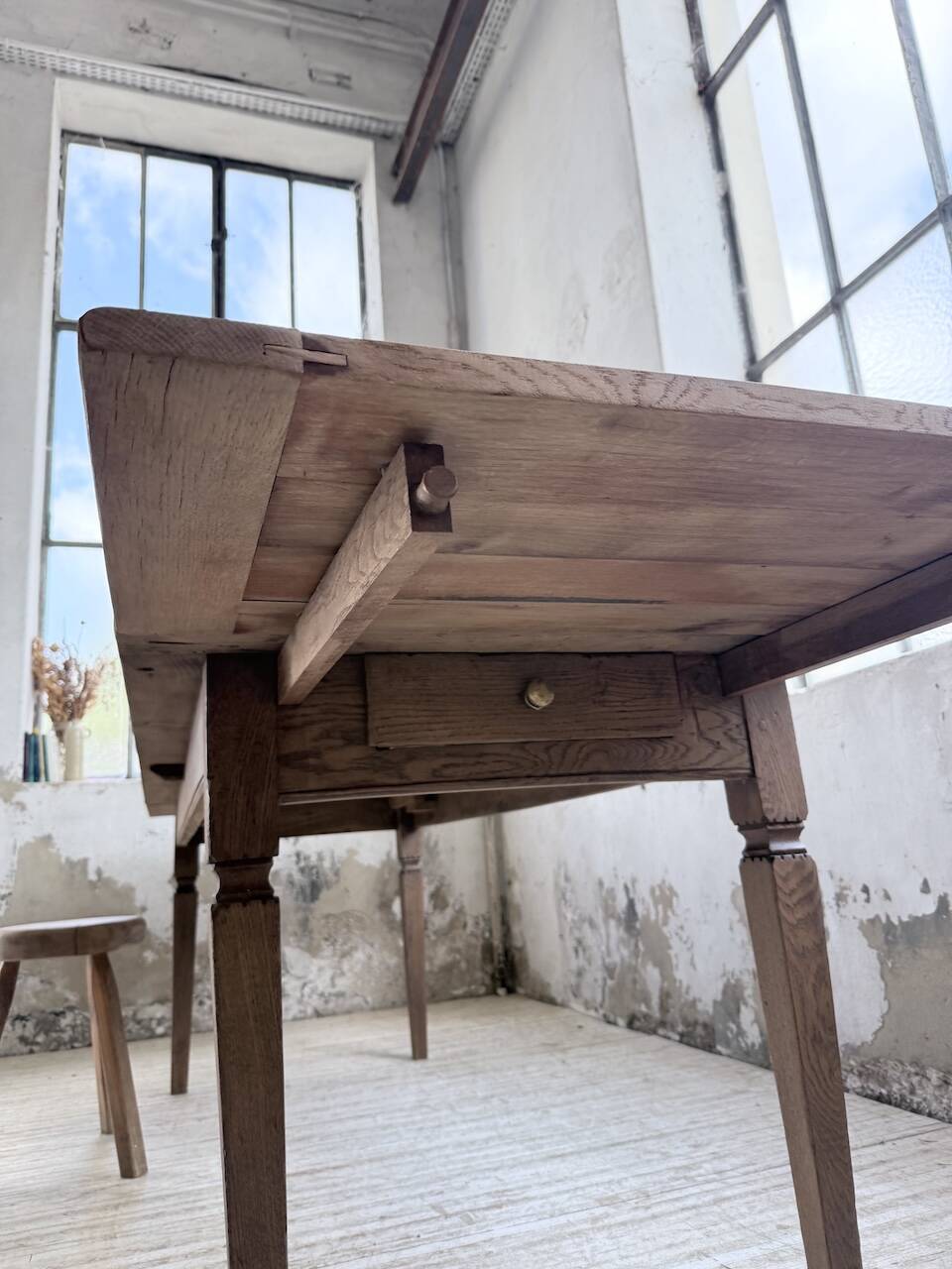 Solid oak farmhouse table with extensions (190-280cm) 1950