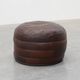 Pouf en cuir patchwork rond, Suisse, années 1970