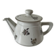Théière forme salam en céramique émaillée, décor floral argenté