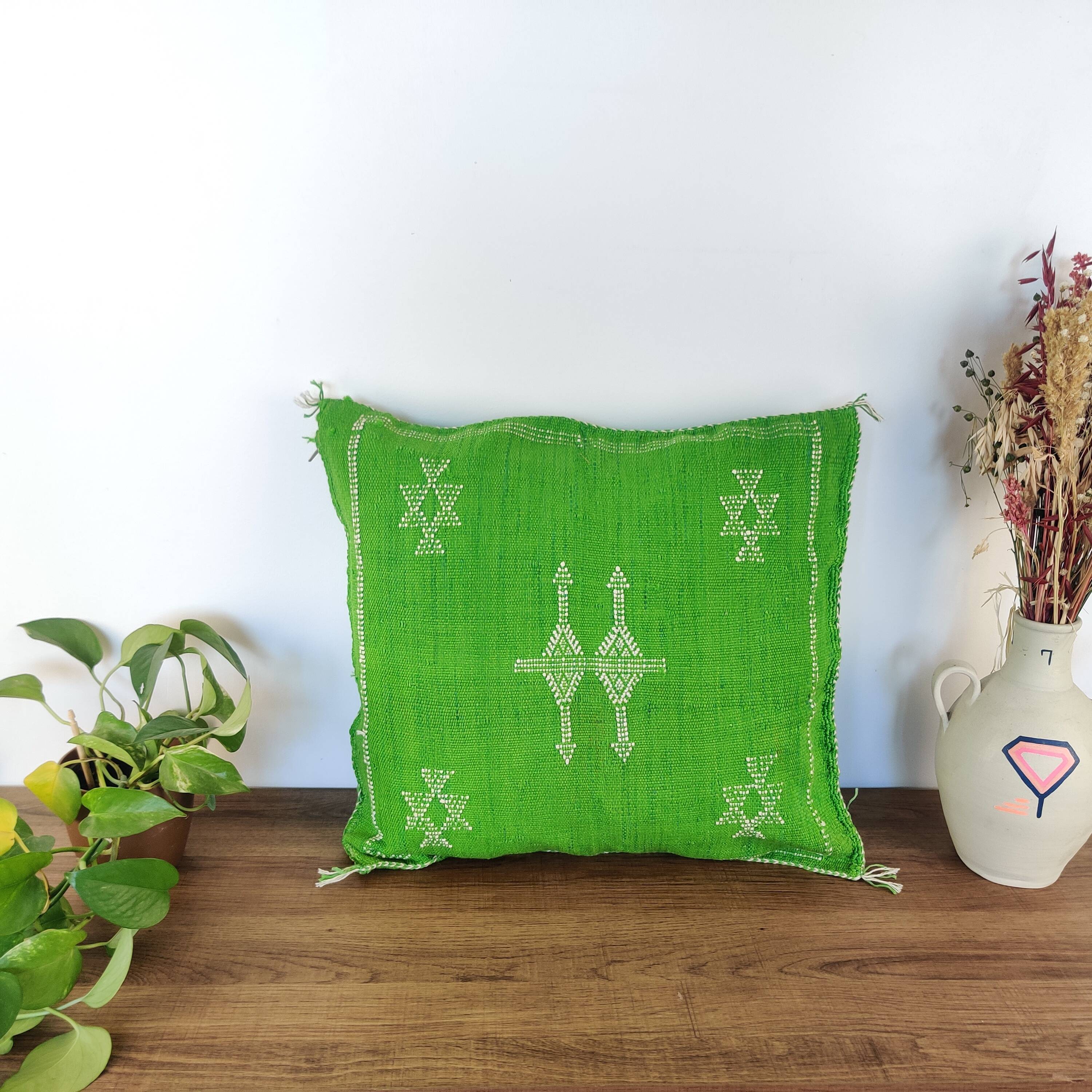 Berber cushion sabra pistachio green