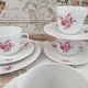 Coffee set 16 pieces porcelain bavaria white décor pink roses
