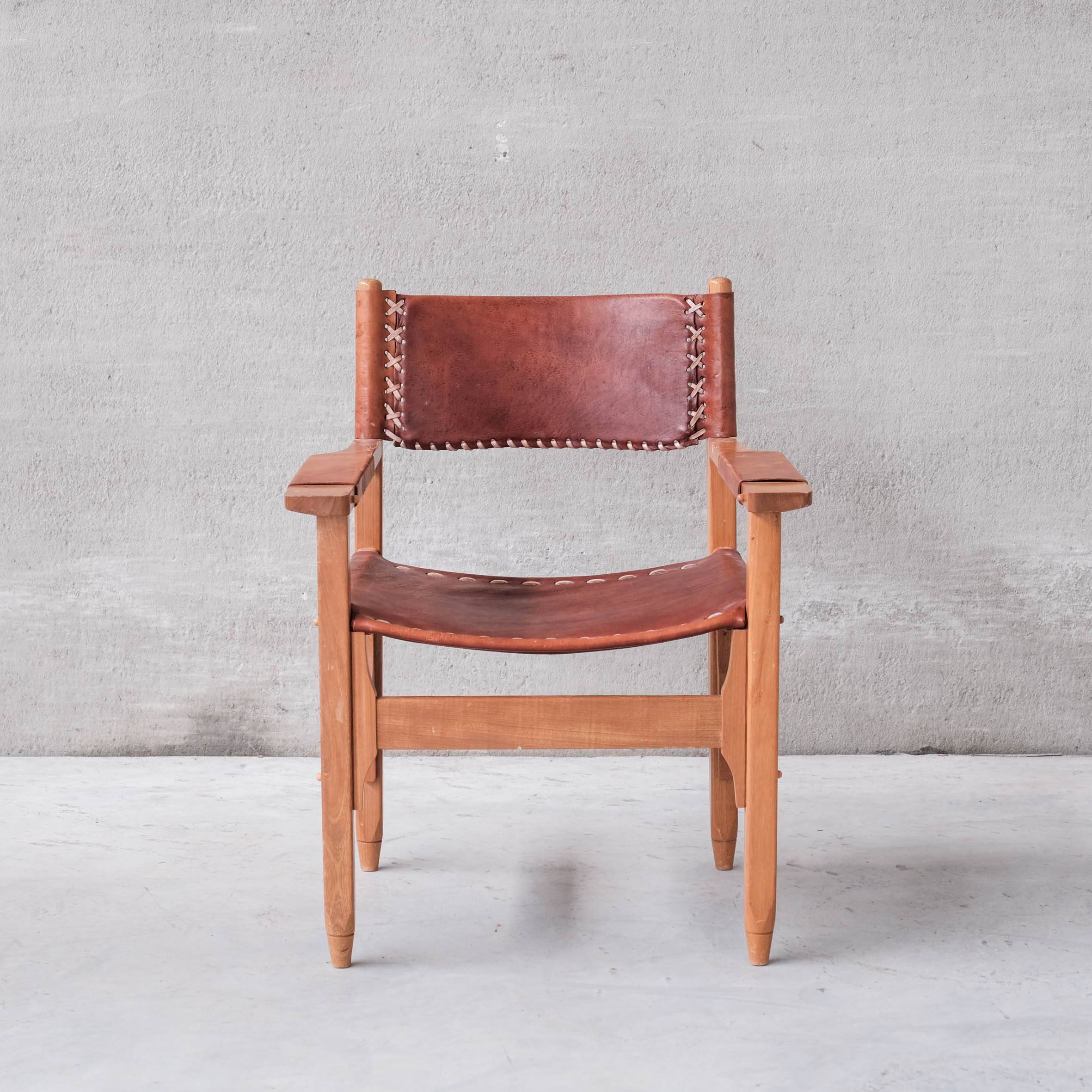 Pair of Mid-Century French Leather Armchairs