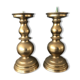 pair of brass candlesticks